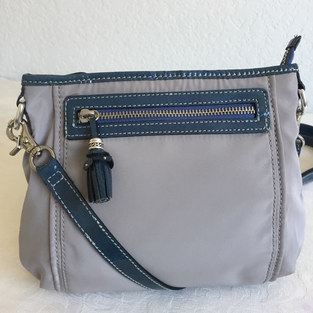 Brighton Two-Tone Crossbody Bag in Gray and Blue